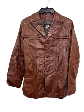Vintage J.M. Genuine Leather Brown Button-Up Jacket Size 36 Made In Mexico